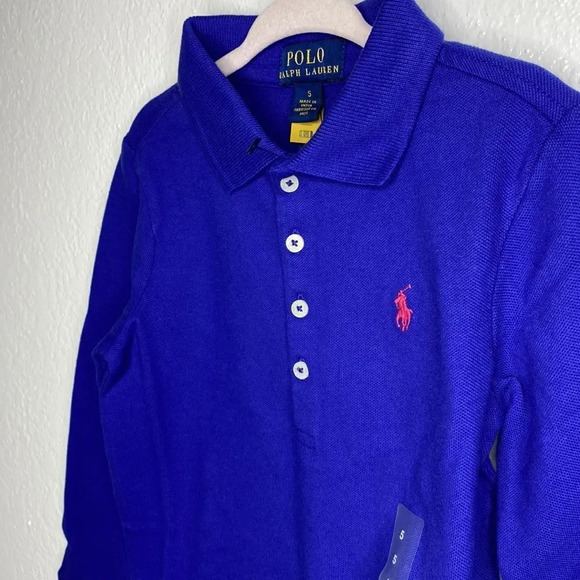 New Polo Ralph Lauren Royal Blue Long Sleeve Polo Shirt 5 - Picture 2 of 9